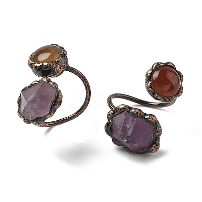 Natural Amethyst & Gemstone Rings RJEW-B122-04R-1