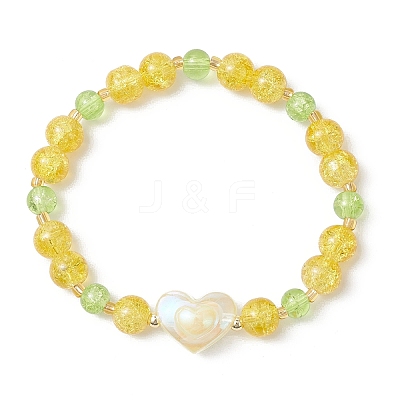 3Pcs 3 Colors Spray Painted Crackle Glass Beads Stretch Bracelets for Women BJEW-MZ00201-1