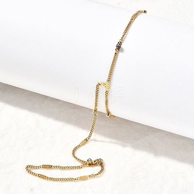 304 Stainless Steel Rhinestone Link Ring Bracelets for Women BJEW-Z140-05G-1