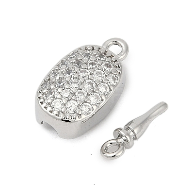 Brass Micro Pave Clear Cubic Zirconia Box Clasps KK-P291-38P-1