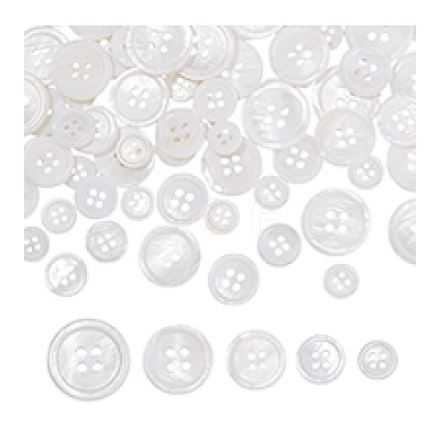 100Pcs 5 Styles 4-Hole Shell Buttons BUTT-PH0001-43-1