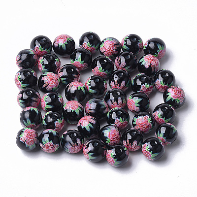 Printed & Spray Painted Glass Beads LS-GLAA-S047-03A-08-1