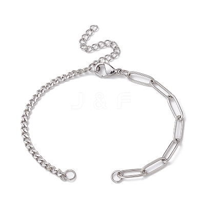 Tarnish Resistant 304 Stainless Steel Curb & Paperclip Chains Bracelet Making BJEW-JB10030-02-1