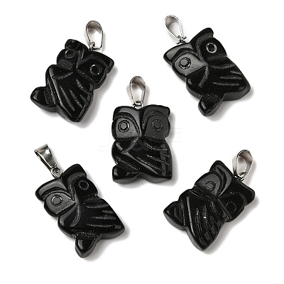 Natural Obsidian Pendants G-B127-09P-04-1