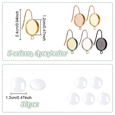 DIY Blank Dome 304 Stainless Steel Dangle Earrings Making Finding Kits DIY-AN0001-08-1