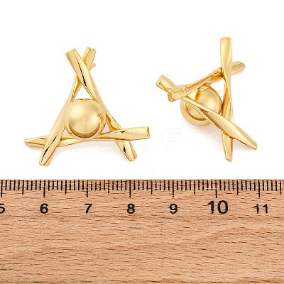 Triangle with Round Brass Stud Earrings EJEW-R025-06G-1