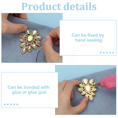 4Pcs Teardrop Shape Hotfix Rhinestone Iron on Patches PATC-FG0002-25B-1