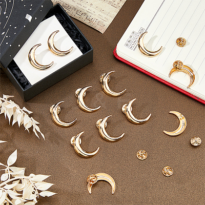 12Pcs Moon Alloy Lapel Pin Backs for Backpack Clothes JEWB-FH0002-79G-1