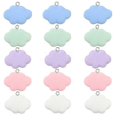 15Pcs 5 Colors Resin Pendants RESI-YW0005-57-1
