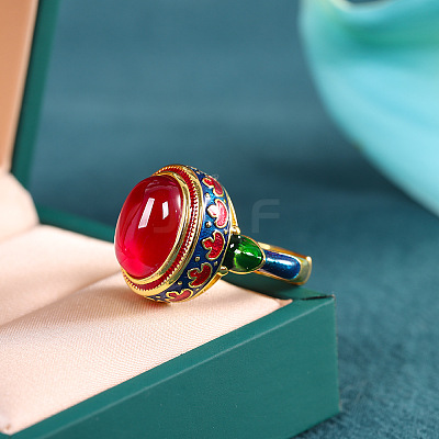 Oval Lab Grown Red Corundum Rings FS-WGCB007-01-1