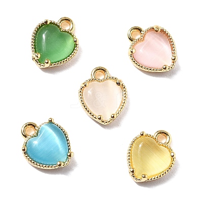 Heart Brass Charms KK-D024-02G-1