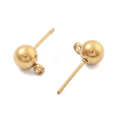 304 Stainless Steel Ball Post Stud Earring Findings STAS-Z035-01G01-B-1