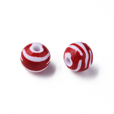 Opaque Striped Acrylic Beads MACR-S373-27A-01-1