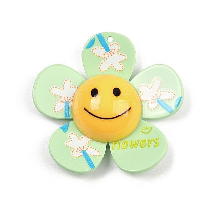 Opaque Printed Acrylic Big Pendants MACR-I035-01B-1