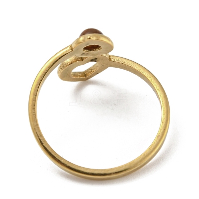 304 Stainless Steel with Natural Tiger Eye Ring Ion Plating(IP) RJEW-Z031-01B-02-1