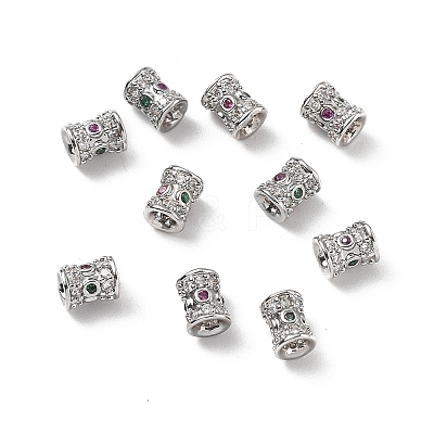 Brass Micro Pave Cubic Zirconia Beads KK-Z114-18P-1