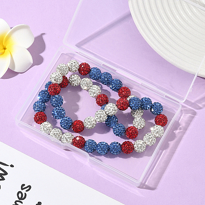 1Pc Polymer Clay Rhinestone Round Beaded Stretch Necklaces NJEW-SP0001-14G-1