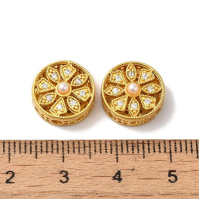 Rack Plating Hollow Brass Cubic Zirconia Beads KK-K381-21D-MG-1