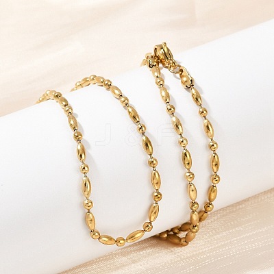 2.5MM 304 Stainless Steel Round Oval Link Chain Necklaces X-NJEW-M110-01G-1