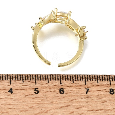 Brass Micro Pave Cubic Zirconia Cuff Open Rings CU-CBA108A-13G-02-1