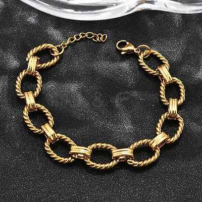 304 Stainless Steel Oval Link Chain Bracelets for Women BJEW-R021-09G-1
