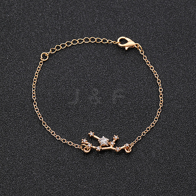 12 Constellations Alloy Rhinestone Link Bracelets WG43B2B-04-1