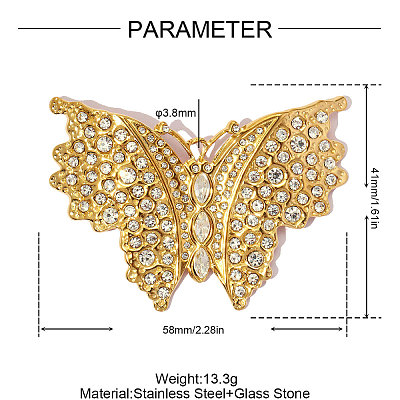 304 Stainless Steel with Rhinestone Big Pendants RB-OY001-29G-01-1