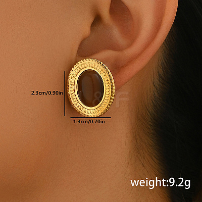 Vintage Stainless Steel with Cat Eye Stud Earrings YU8989-3-1