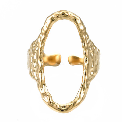 304 Stainless Steel Oval Open Cuff Ring RJEW-T023-91G-1