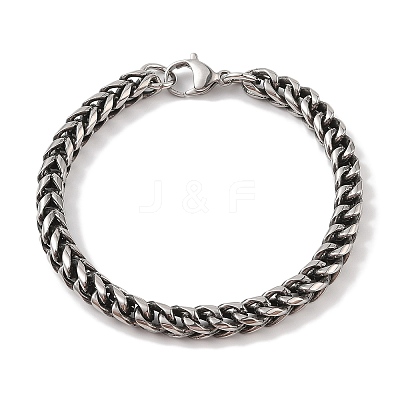 304 Stainless Steel Wheat Chain Bracelets for Men BJEW-B096-36B-AS-1
