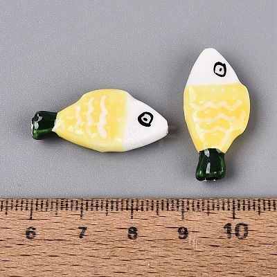 Hand Painted Fish Shaped Porcelain Beads PORC-N013-06J-1