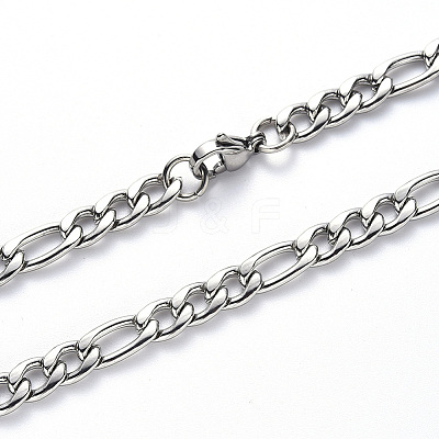 Non-Tarnish 304 Stainless Steel Figaro Chain Necklaces NJEW-S420-003A-P-1