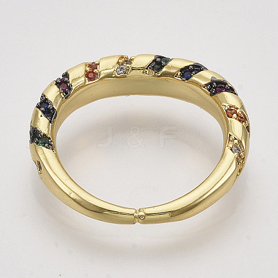 Brass Micro Pave Cubic Zirconia Finger Rings ZIRC-Q022-025G-NF-1
