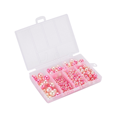 497Pcs 5 Style Rainbow ABS Plastic Imitation Pearl Beads OACR-YW0001-07D-1
