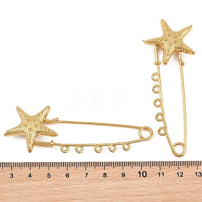 Starfish 304 Stainless Steel Safety Pins Brooch Findings SA-CBA098D-16B-G05-1