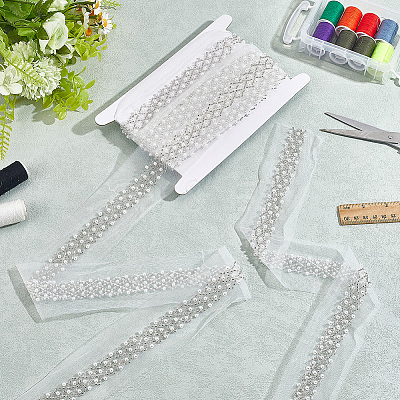 4Yards Polyester Lace Ribbon SRIB-GF0001-73A-02-1