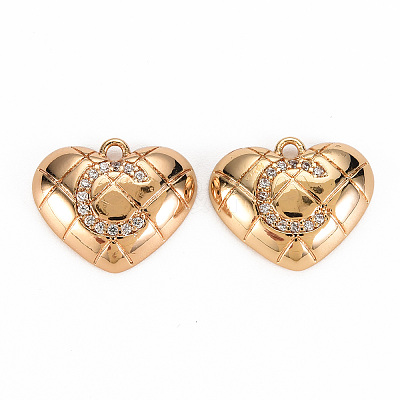 Brass Micro Pave Clear Cubic Zirconia Pendants KK-S360-144C-NF-1