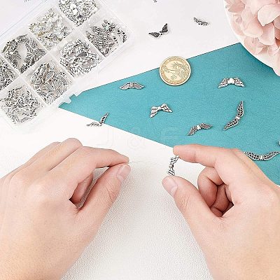 Vintage Tibetan Alloy beads Antique Silver Plated Wing Charm Beads Spacer Jewelry Findings TIBEB-PH0002-01-1