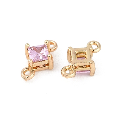 Brass Pave Glass Rhombus Links Connector Charms GLAA-Q088-001A-1