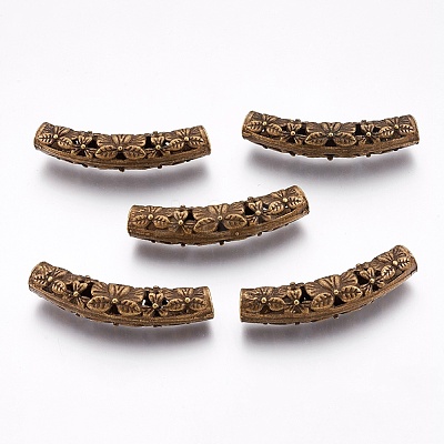 Flower Pattern Hollow Alloy Tube Beads PALLOY-K192-55AB-NF-1