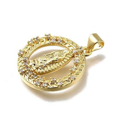Brass Micro Pave Cubic Zirconia Pendants KK-C090-35G-08-1