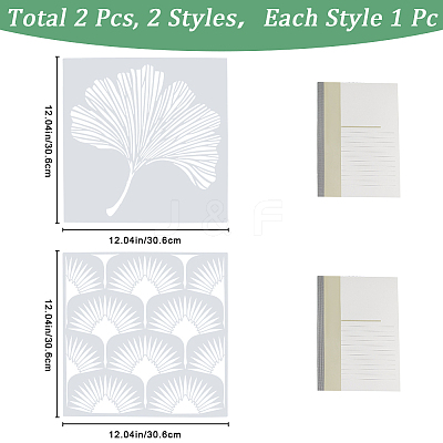 2 Sheets 2 Styles Autumn Theme PET Hollow Out Drawing Painting Stencils DIY-GF0009-78-1