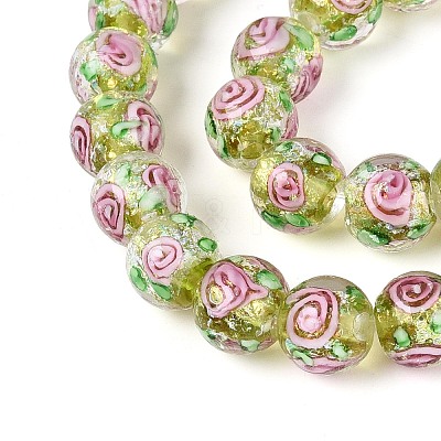 Handmade Foil Glass Beads Strands FOIL-N033-04D-1