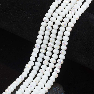 Electroplate Opaque Solid Color Glass Beads Strands X-EGLA-A034-P6mm-L17-1