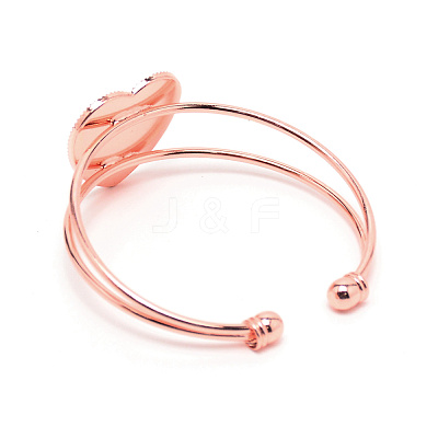 Heart Double Layered Wire Wrap Cuff Bangle BJEW-WH0015-02RG-1