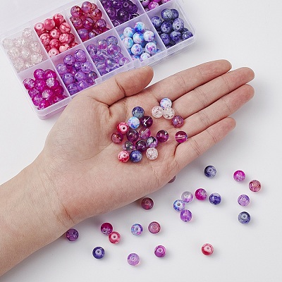 10 Style Spray Painted & Drawbench Transparent & Baking Paint Glass Beads GLAA-YW0001-26A-1