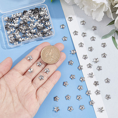 5-Petal Flower Smooth Surface 304 Stainless Steel Bead Caps STAS-UN0042-48-1