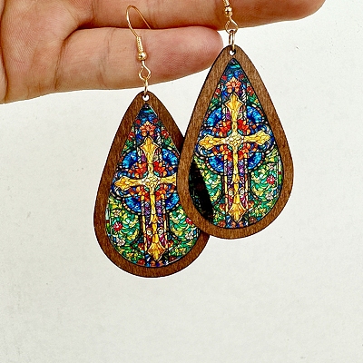 Colorful Acrylic Teardrop Dangle Earrings PW-WG3975F-02-1