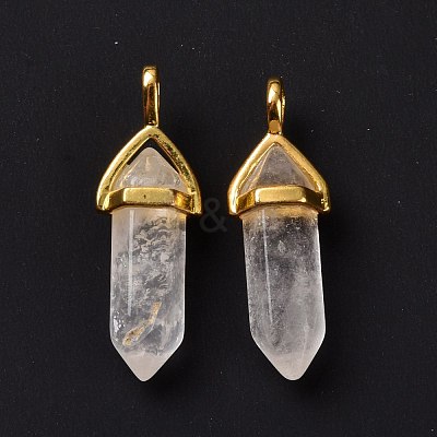 Natural Quartz Crystal Pointed Pendants G-K329-53G-1