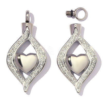 304 Stainless Steel witih White Enamel & Crystal Rhinestone Pendants SA-OY003-58P-01-1